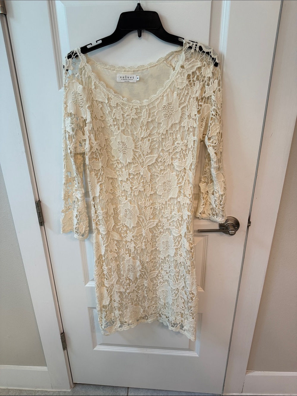 Velvet Cream Lace Midi Dress